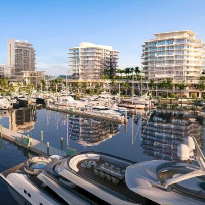 Exterior view of Pier Sixty-Six Residences, luxury condos in Fort Lauderdale with waterfront access and marina lifestyle.